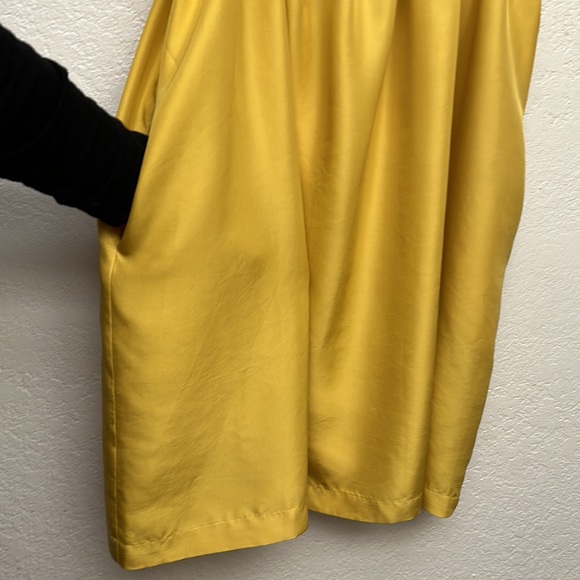 Anthropologie Maeve 100% Silk Ruffle Dress Mustard Yellow Size Large - Picture 6 of 7